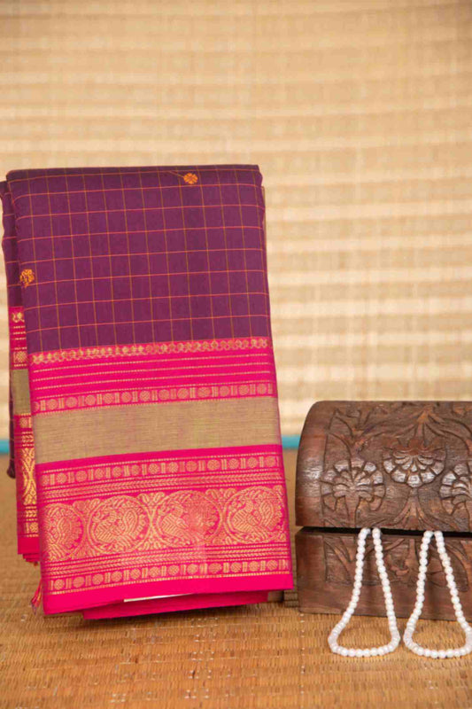 Purple traditional kanchi cotton saree
