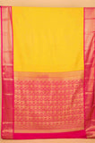 Turmeric yellow and pink soft silk saree