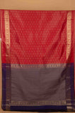 Red and navyblue soft silk saree