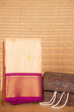Peach and purple semi silk saree