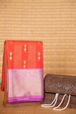 Red and lavender soft silk saree