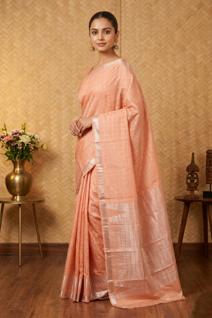 Pastel Chocolate Pure Touch Silk Saree
