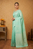 Mint Green Borderless Pure Touch silk saree