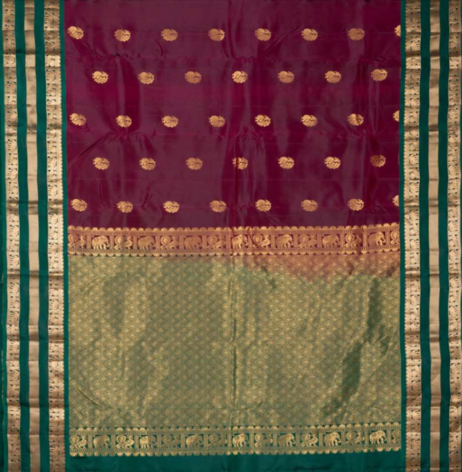 Wine maroon adukku pettu pure touch silk saree