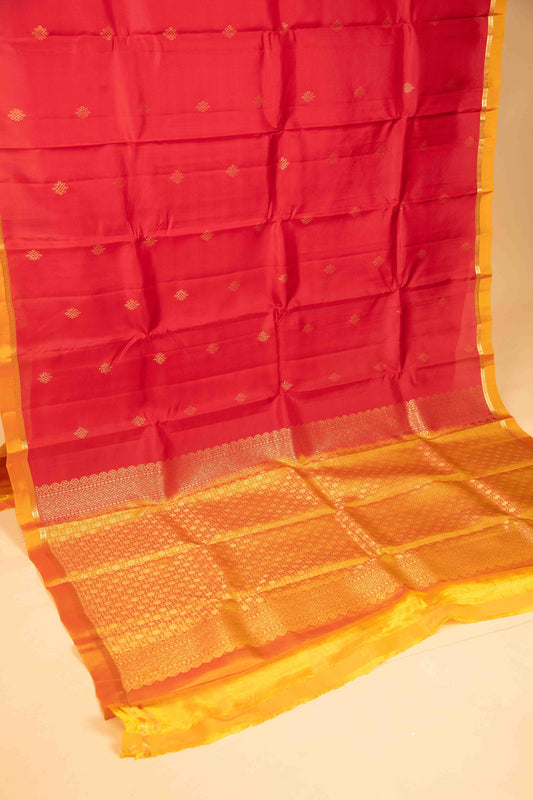 Red and kolam pure touch silk saree