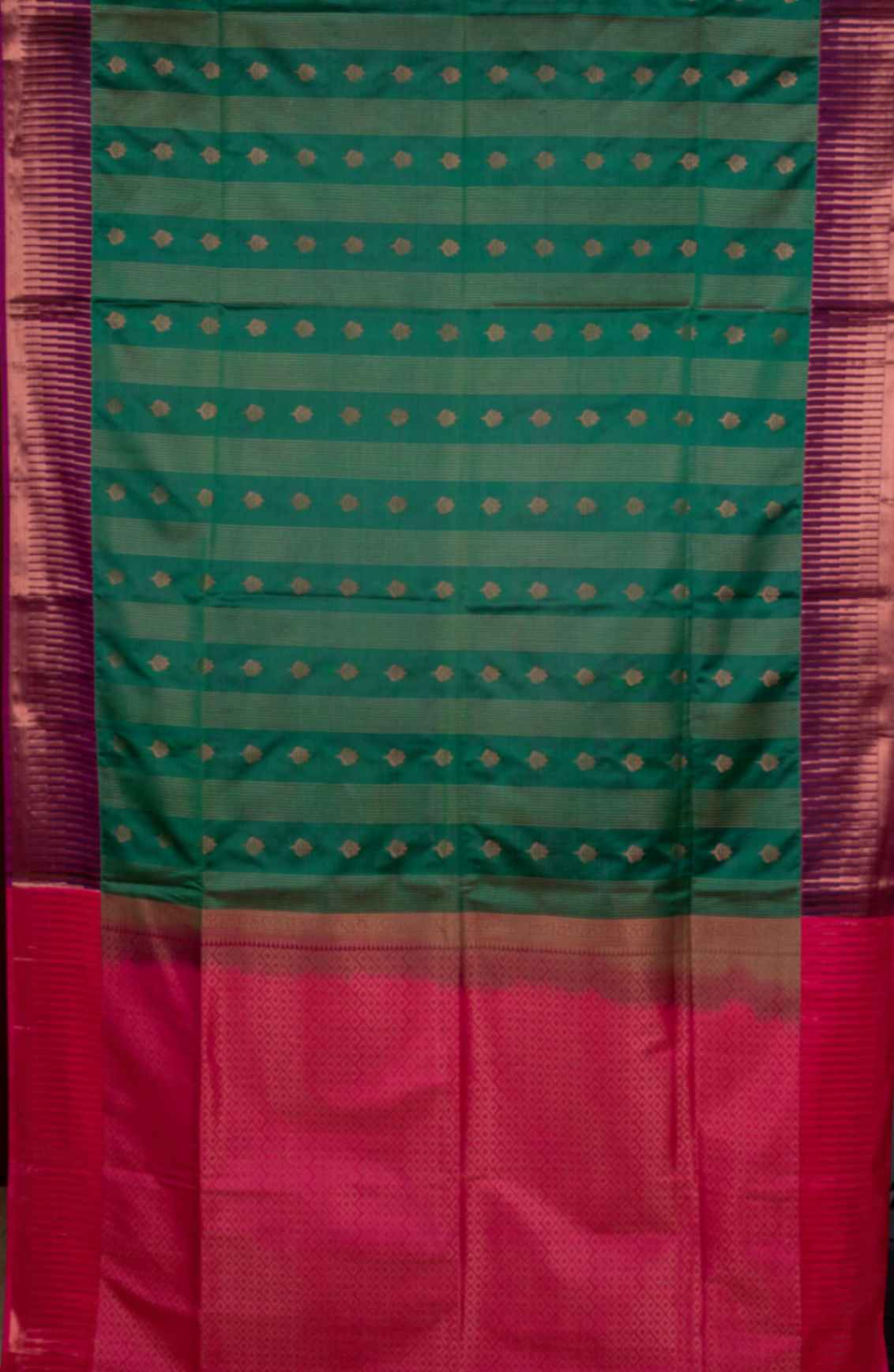 Green temple border soft silk saree