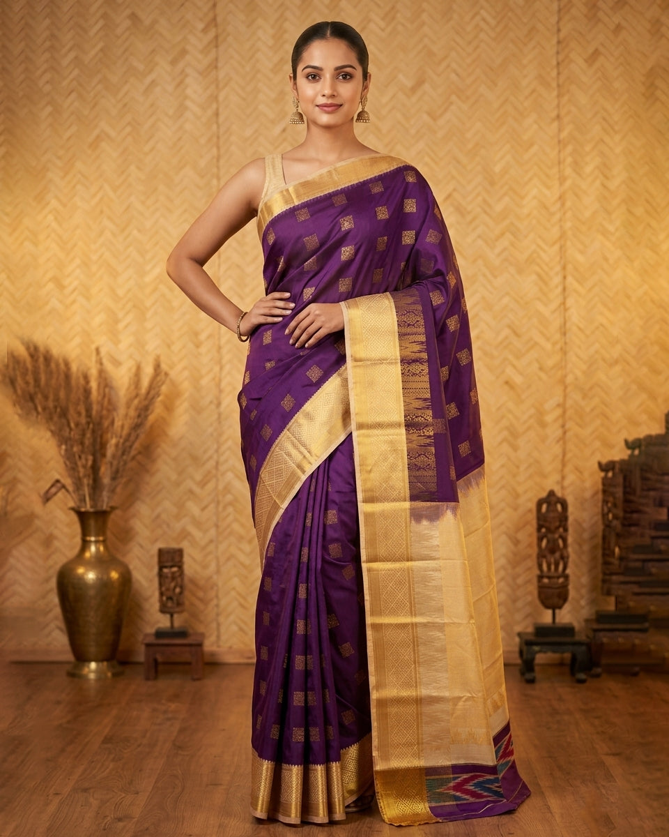 Purple Designer Dure Touch Silk Saree