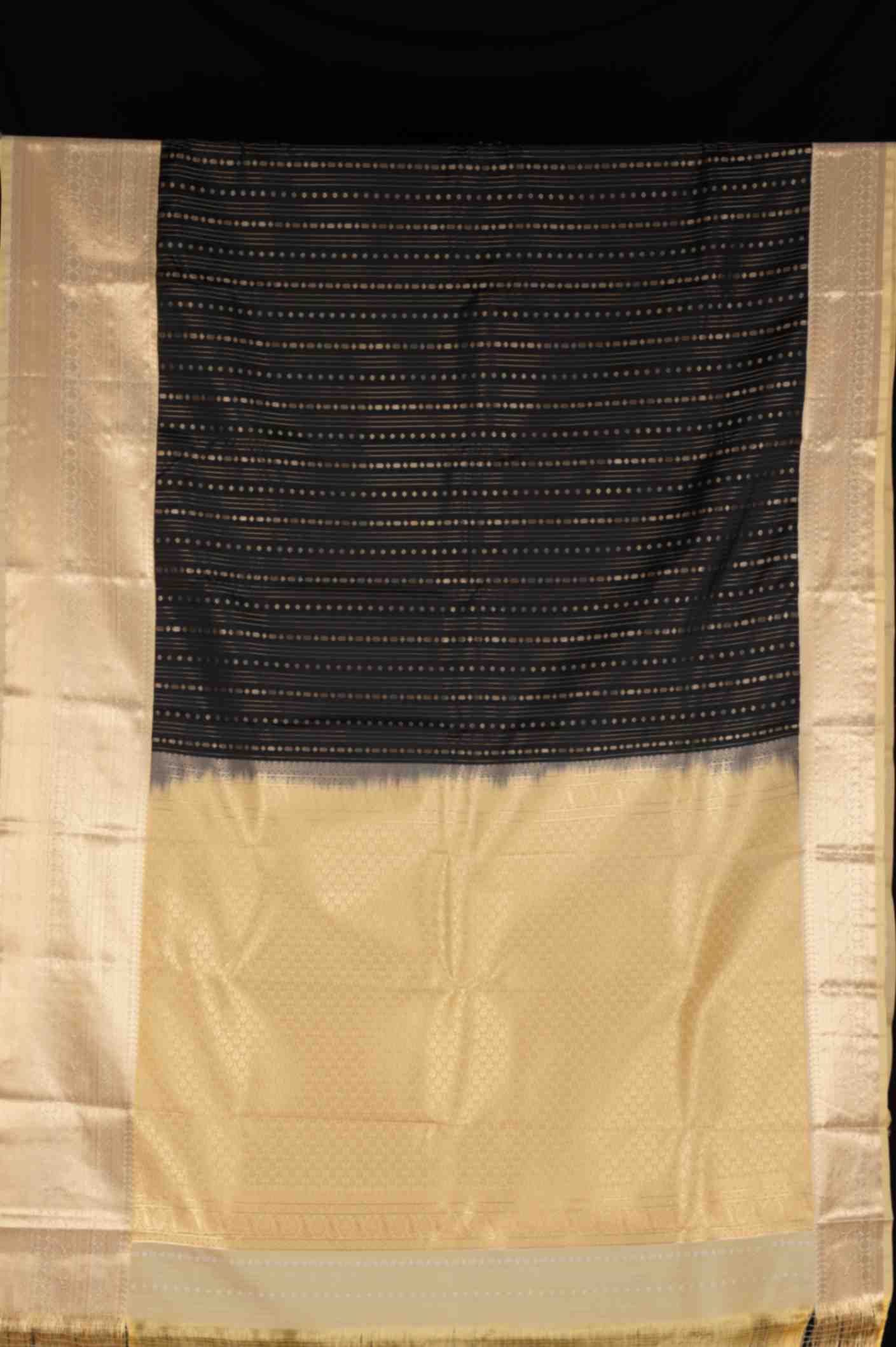 Black and malai semi silk saree