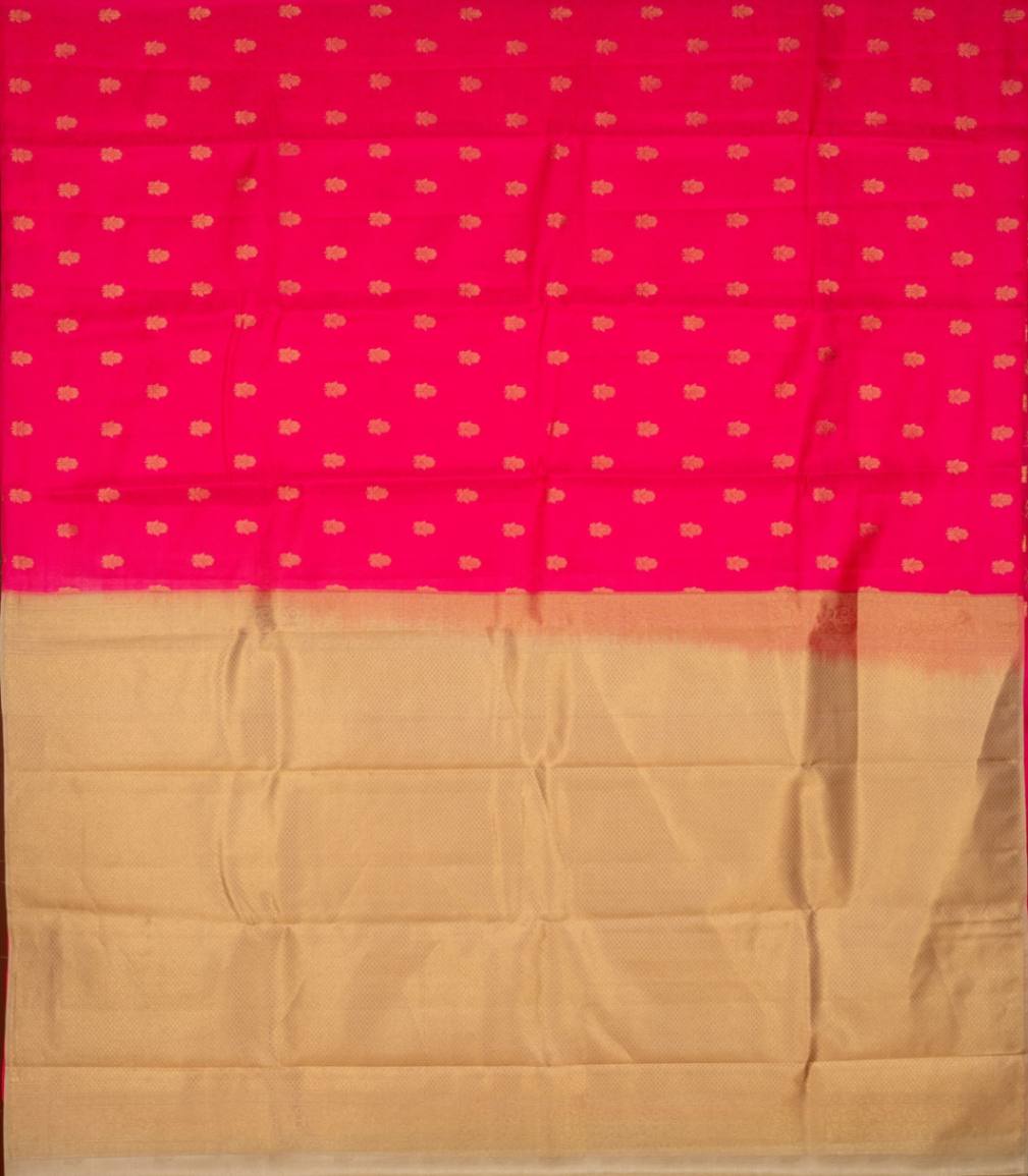 Mittai pink and cream borderless pure touch silk saree