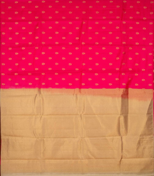 Mittai pink and cream borderless pure touch silk saree
