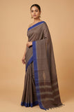 Grey and blue kanchi cotton saree