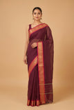 Purple aayiram butta kanchi cotton saree