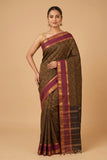Black and magenta kanchi cotton saree