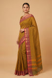 Army green and purple kanchi cotton saree