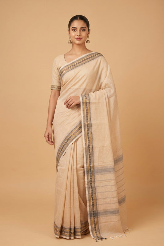 Almond white kanchi cotton saree