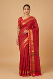 Red muthu kattam kanchi cotton saree