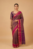 Purple vanasingaram kanchi cotton saree