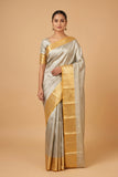 Silver tissue silk saree