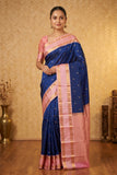 Blue and babypink pure touch silk saree