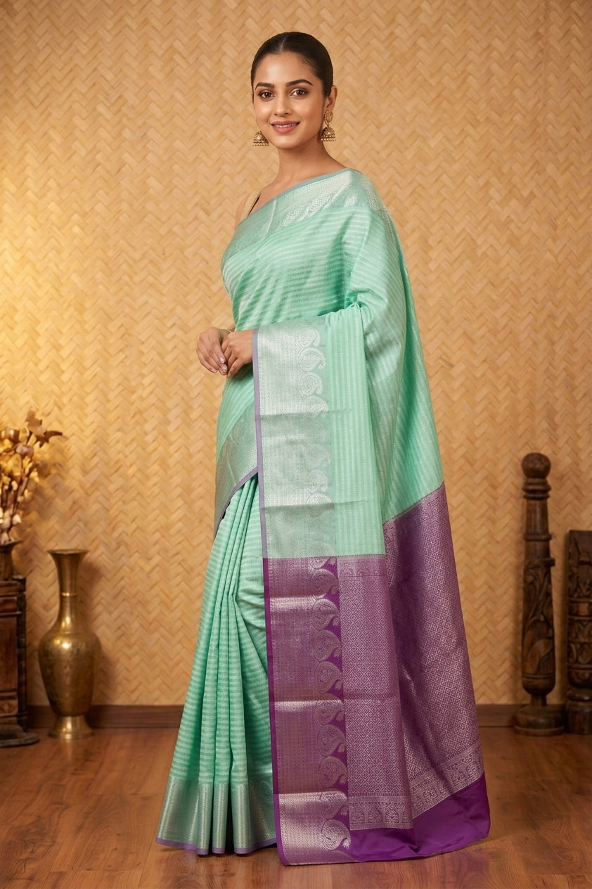 Pastel mint soft silk saree