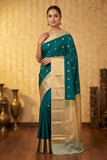 Peacock green and sage green semi silk saree