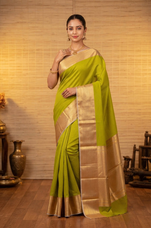 Green and grey soft silk saree