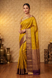 Mehendi green and purple soft silk saree