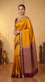 Manjal and wine purple pure touch silk saree