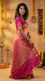 Orange And Purple Semi Silk Saree