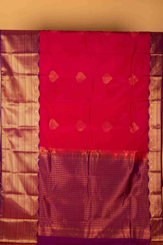 Pink and Purple Semi Silk Saree