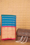Peacock blue traditional pure touch silk saree
