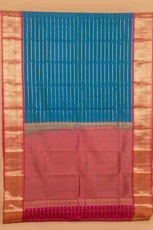 Peacock blue traditional pure touch silk saree