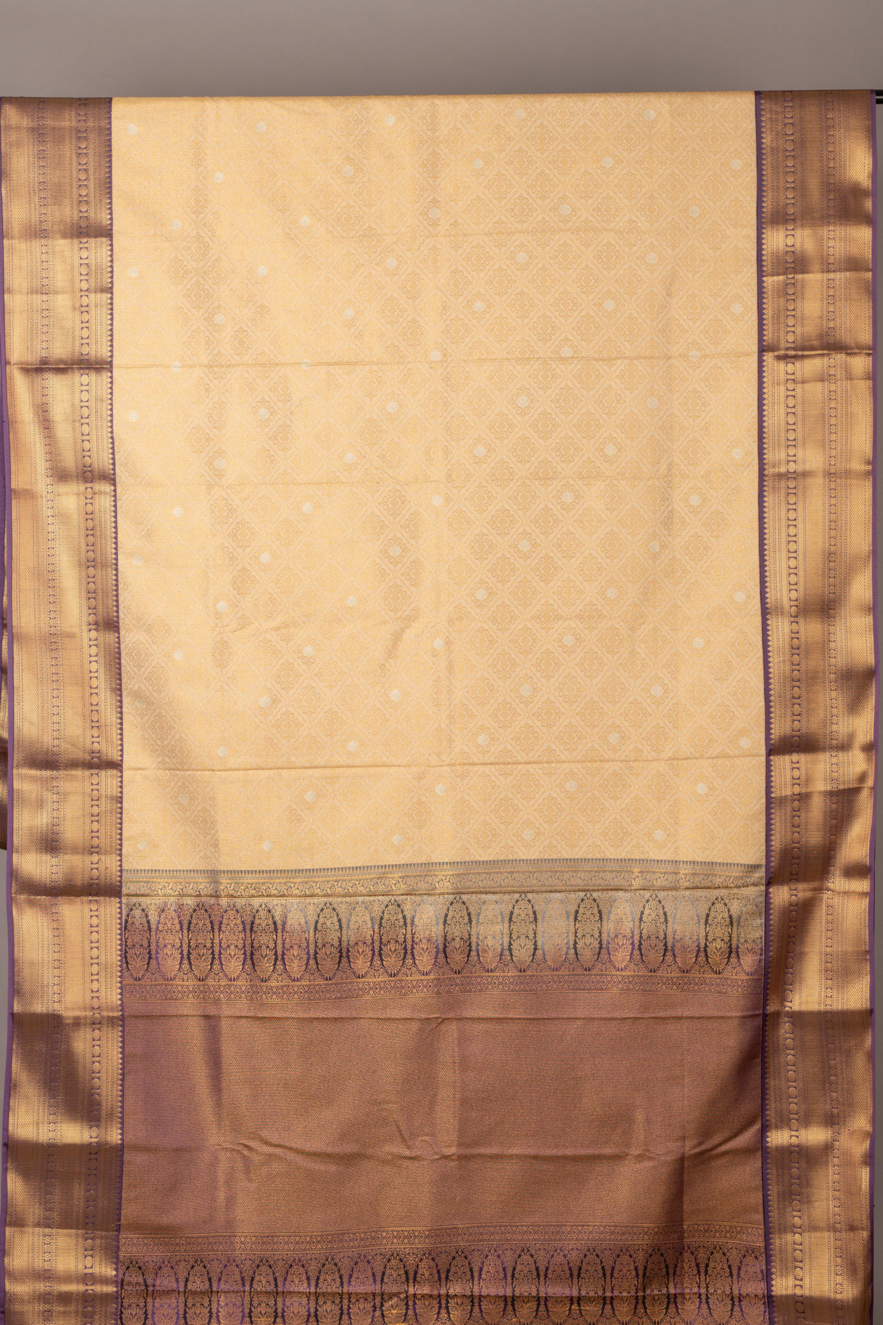 purple and cream soft silk saree