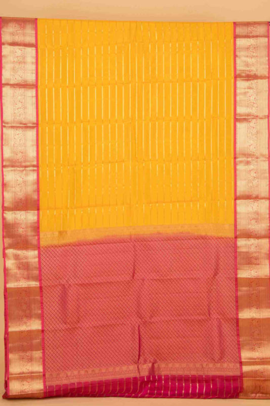 Yellow and pink veldhari pure touch silk saree