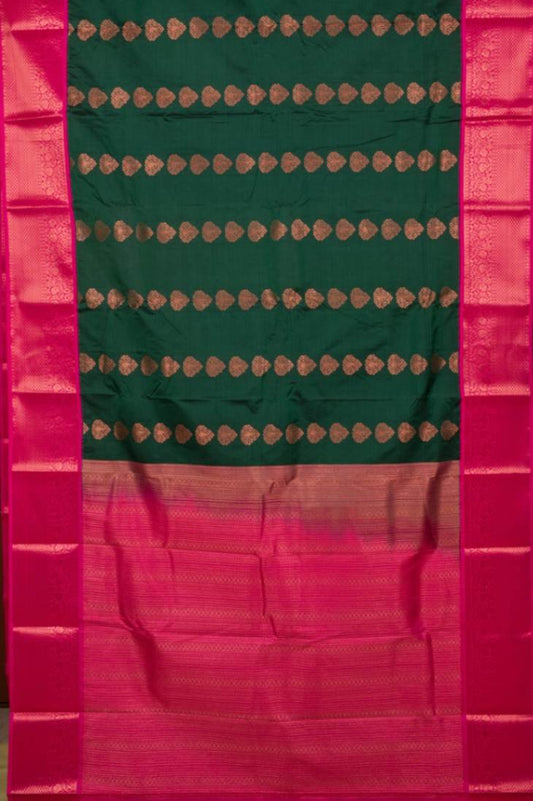 Green and Pink Semi Silk Saree