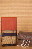 Rust and blue pure touch silk saree