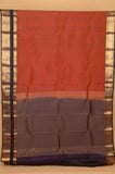Rust and blue pure touch silk saree