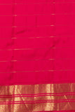 Yellow and pink zari checked silk saree