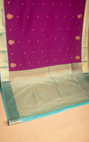 Orchid purple and Pastel blue kanchi semi silk saree