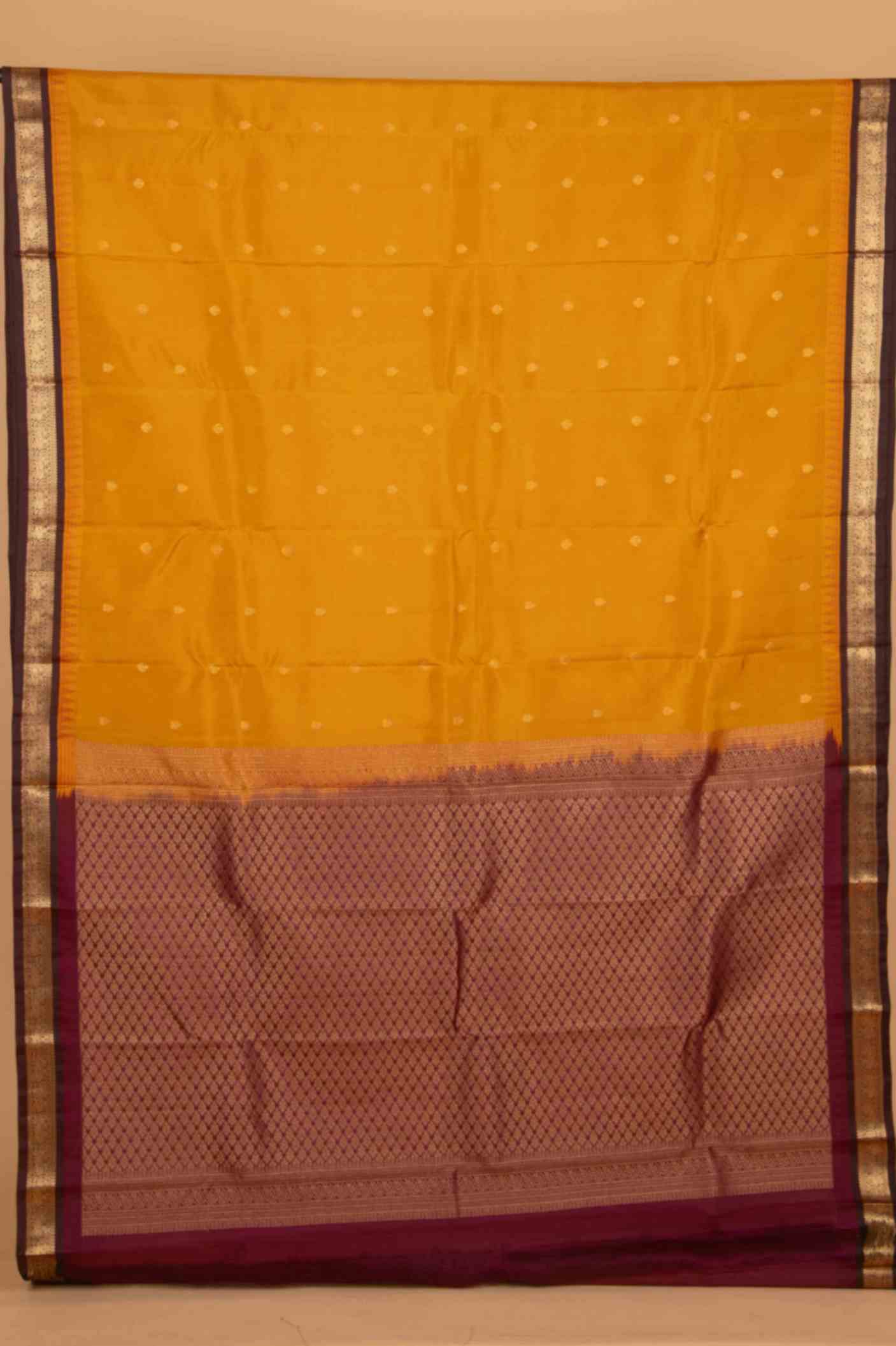 Manjal and wine purple pure touch silk saree