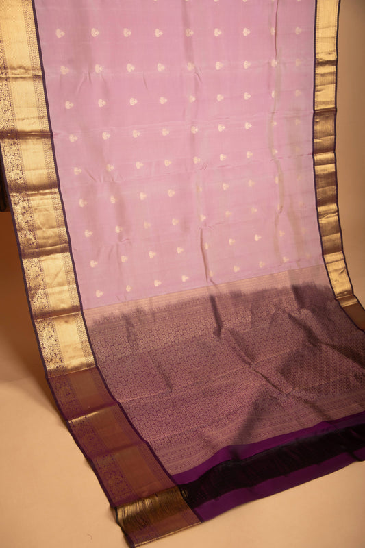 Cherry Blossom Pink and Eggplant Purple Pure Touch silk saree)