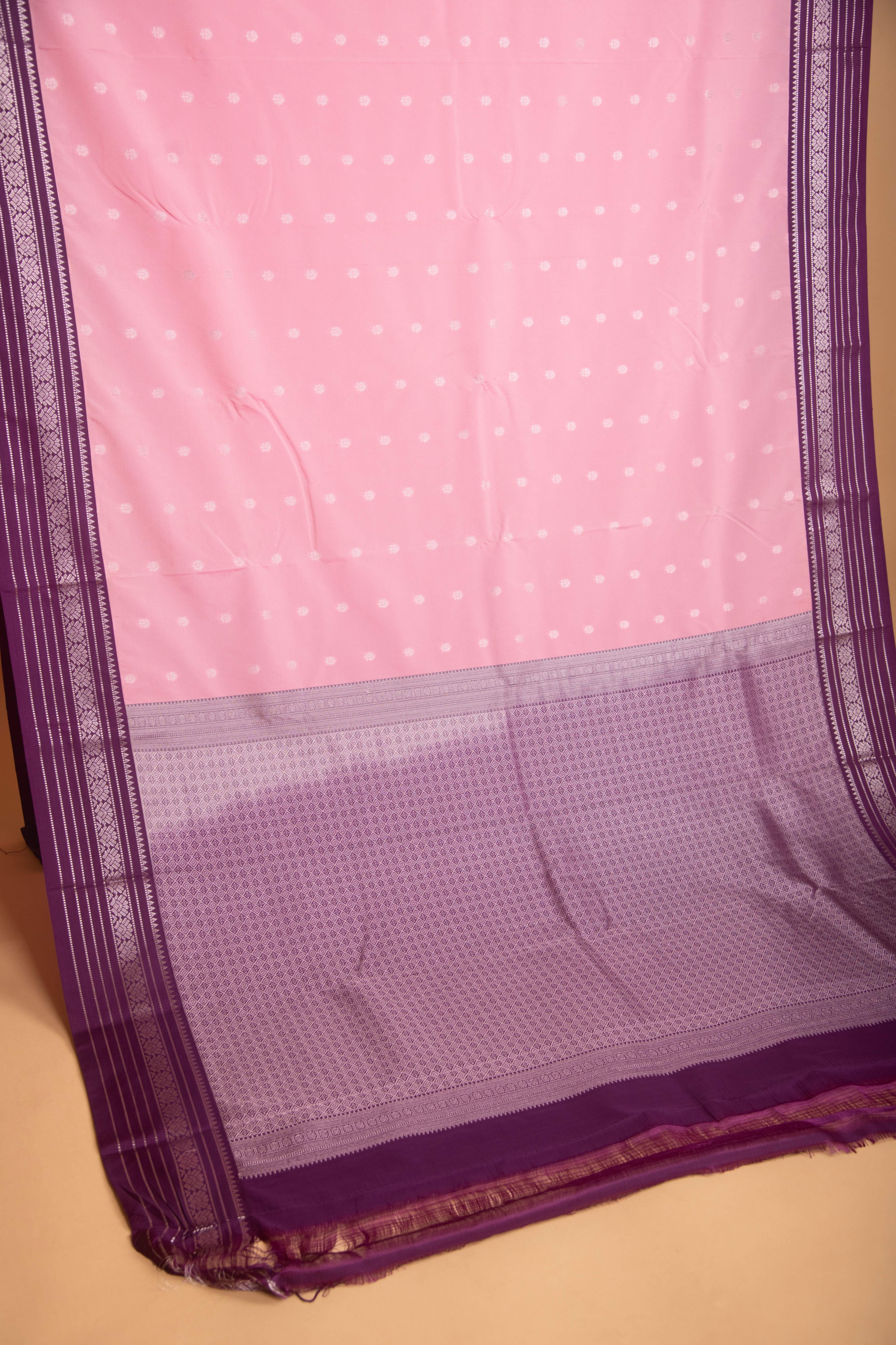 Baby Pink and Purple semi silk saree