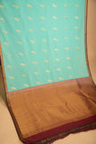 Seafoam Green and Garnet Maroon Small Border semi silk saree