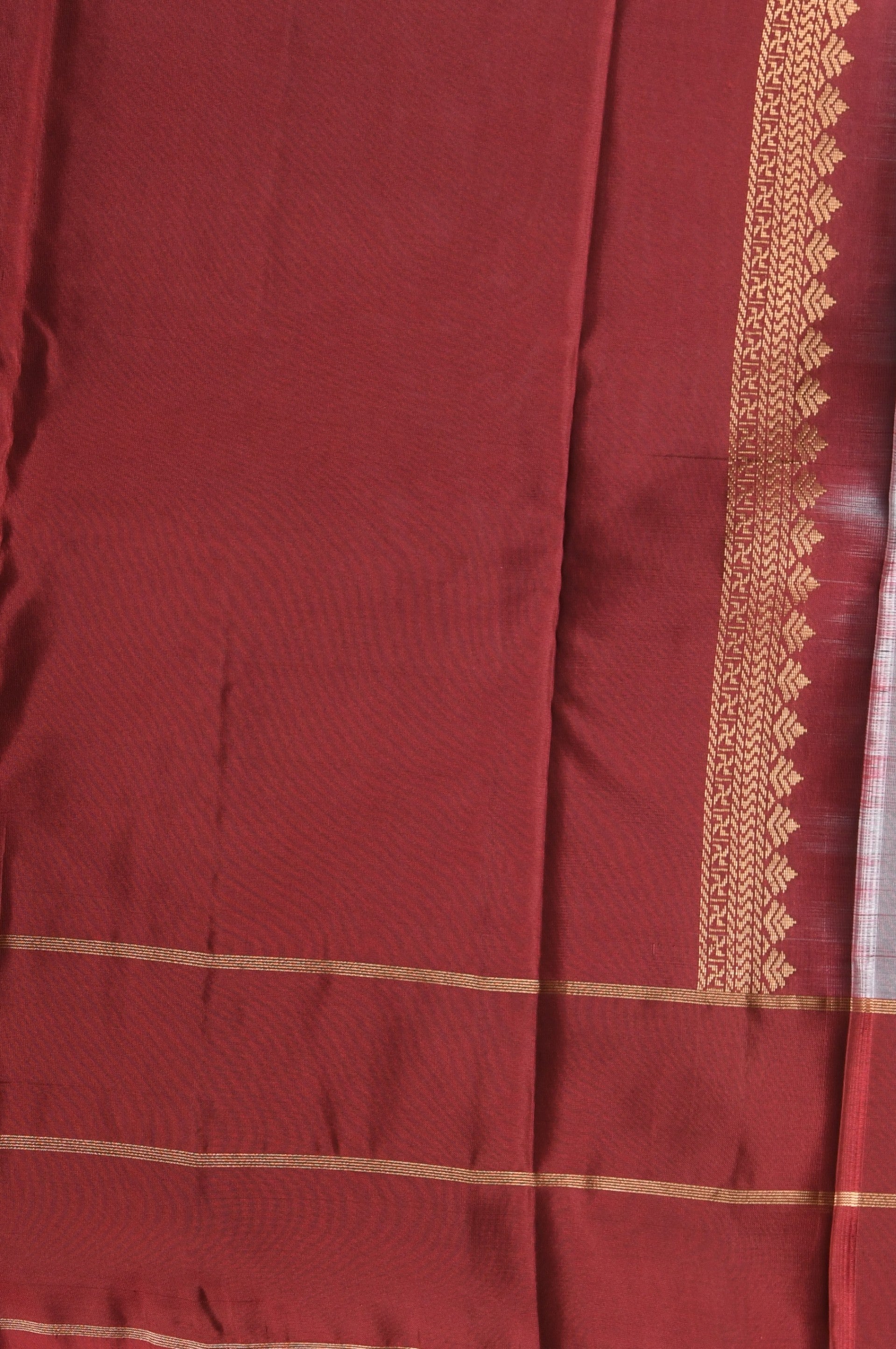 Cadet grey and maroon pure touch silk saree