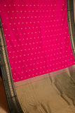 strawberry pink and green semi silk saree