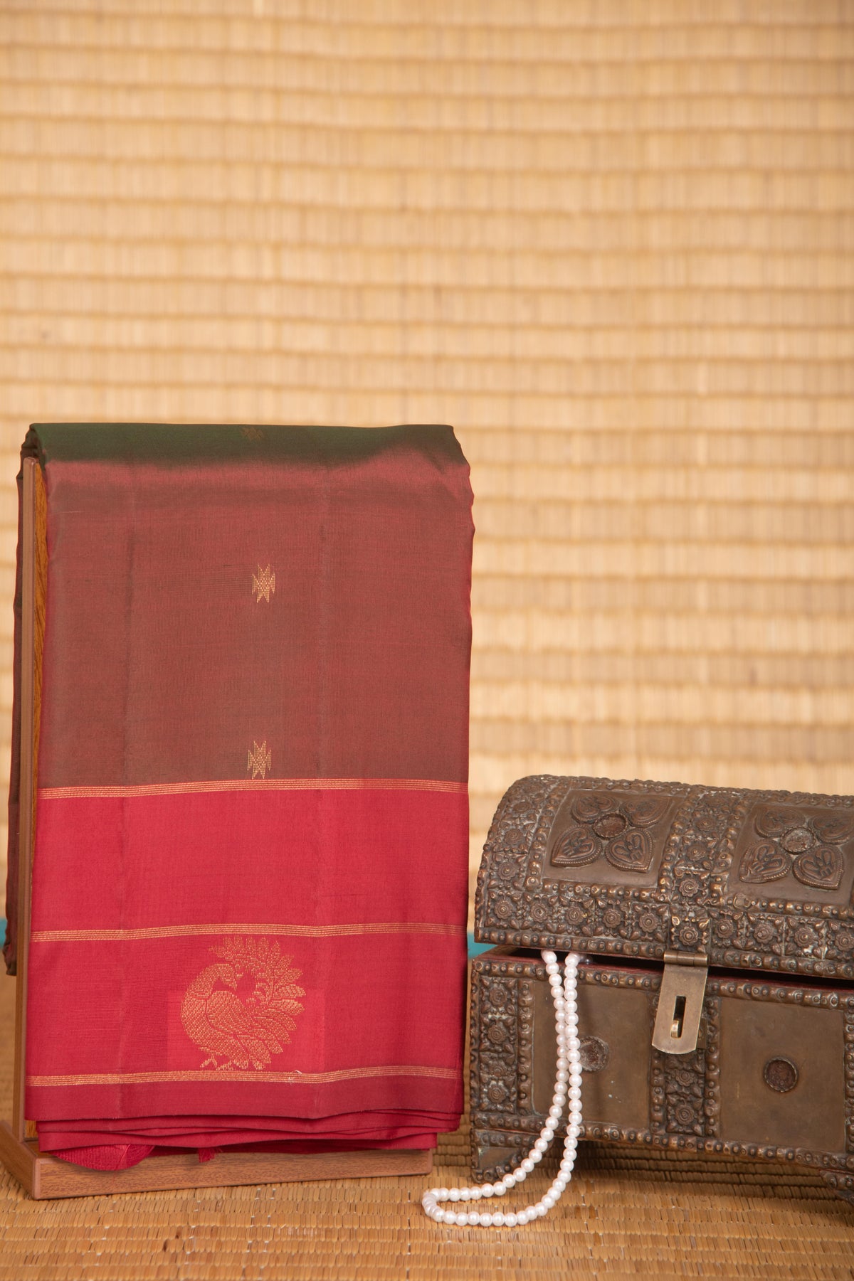 Maroon and red traditional pure touch silk saree