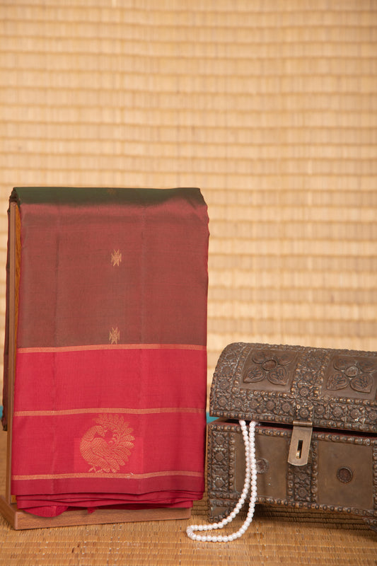 Maroon and red traditional pure touch silk saree