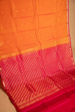Safety orange and pink sleek border pure touch silk saree