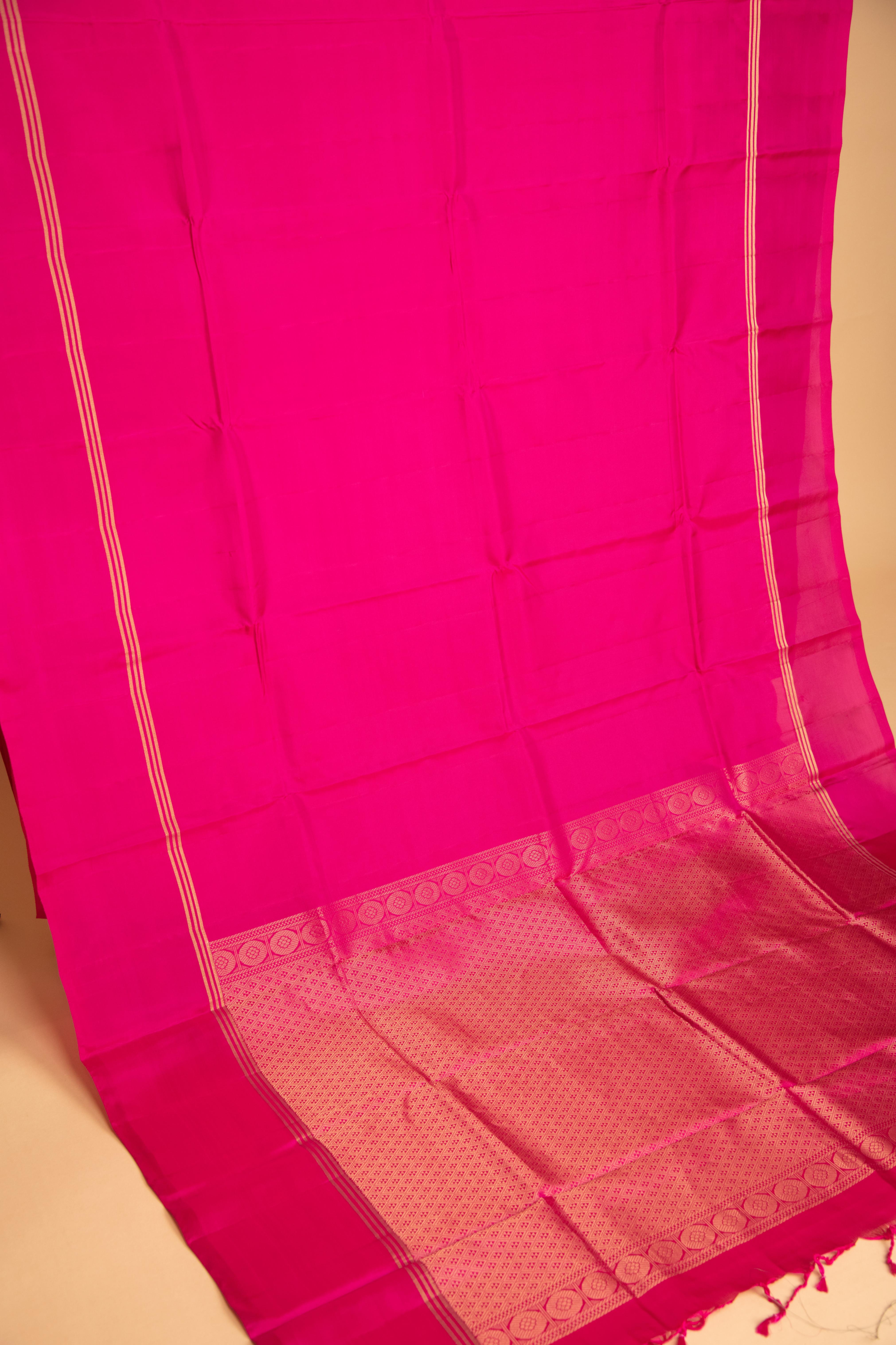 Deep pink pure touch silk saree