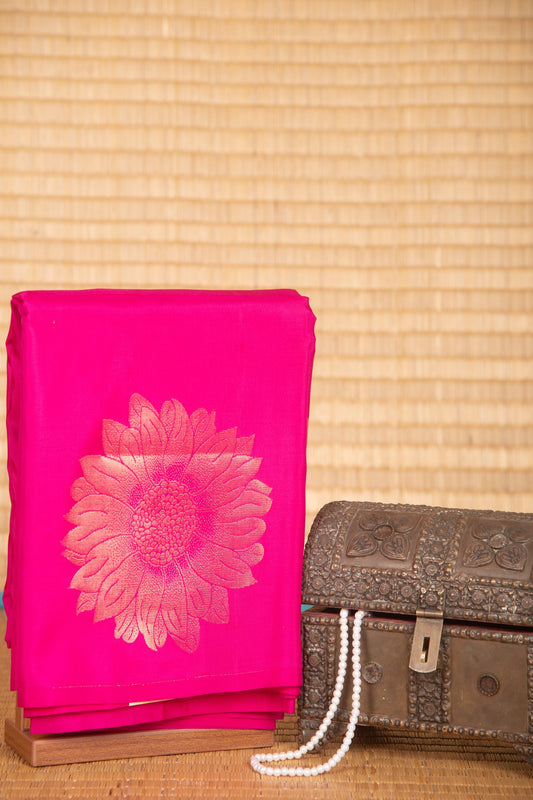 Shocking pink borderless pure touch silk saree